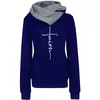 Höst vinter hoodies sweatshirts kvinnor tro broderade sweatshirts långärmad pullovers jul casual varm hooded toppar mx200812