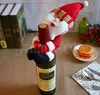 Jul Håll en flask -prydnadsdockor Santa Claus Snowman och rött vin Set Cover Champagne Bottle Set Cover Restaurang DECORATION DB285