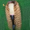 Индия 13х4 кружевные парики с передним человеческими волосами с детскими волосами шелковая верхняя верхняя часть легкая блондинка с полным кружевным париком Remy Deep Wave 360 ​​парик