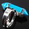 Wojiaer Unikalny Pierścionek Dla Kobiet Naturalne Blue Turkusowe Kamienne Koraliki Pierścienie Silver Color Party Jewelry DX3022