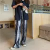 Yüksek Elastik Bel Baskılı Uzun Pileli Geniş Bacak Pantolon Yeni Gevşek Fit Pantolon Kadınlar Moda Gelgit İlkbahar Yaz Render Pantolon 201031