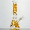 Verre Bécher Bongs Narguilés Type Droit Bongs Pipe À Eau Avec Diffus Downstem Bol En Verre Pipe À Eau 18.8mm Femelle Jaune Abeille Verre Huile Dab Rigs DCB20101