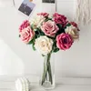Fake Single Stem Curling Rose 17.72" Length Simulation Oil Painting Camellia for Wedding Home Decorative Artificial Flowers