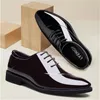 Homme bout pointu chaussures habillées classique hommes en cuir verni noir chaussures de mariage Oxford chaussures formelles grande taille 38-48
