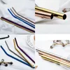 304 Stainless Steel Straw PVD Titanium Gold Plating Smooth Necking Metal Straws Multi Colour Reusable Suction Tubes Barware