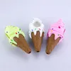 Icecream silicone smoking pipe with thick glass bowl spoon Hand Pocket tobacco pipes