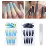 24 Pz/set Unghie Finte Punte per Unghie Finte Colore Sfumato Opaco Copertura Completa Strumento di Estensione per Manicure a Forma di Bara Lunga