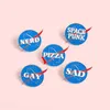 Spilla smaltata rotonda blu Gay Space Punk Nerd Sad Pizza spilla distintivo Spilla da bavero Denim Jeans camicia borsa Cartoon gioielli regalo per gli amici
