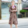 Women's Trench Coats XF Windbreaker 2021 Spring And Autumn Fashion Designer Show Lapel Belts Snakeskin Leopard Print England Elegant Coat