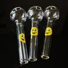 Wholesale DHL Free Smile Glass Spoon Pipes Clear Color Glass Pyrex Oil Burner Pipes 4 Inches Smoking Pipes Tobacoo Tool SW15