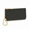 Hig Quality Design Portable Key P0uch Black Flowers Wallet Classic Man/Women Coin Purse Chain Bag med dammväskor och presentförpackning