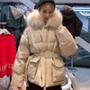 Femmes Down Parkas FTLZZ Hiver Blanc Canard Vestes Femmes Grand Naturel Fourrure De Raton Laveur À Capuche Manteaux Style Coréen Épaissir Neige Outwear Luci22