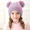 패션 모피 볼 브레이드 모자 니트 겨울 따뜻한 모자 모자 어린이 모자 비니 두개골 모자 모자 크리스마스 선물