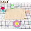 Kids Home Decor Brinquedo Cozinha Para Meninas Presente De Madeira Pequeno-almoço Conjunto Pretende Play Cooking Playset Criança Toys Wood Food Toys LJ201009