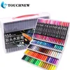 TOUCHNEW 48/60/72/100 Farben Dual Tip Pinsel Marker Stifte Fineliner Stifte Aquarell Zeichnung Marker für Färbung Y200709