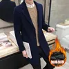 Men039s Trench Coats Men Classic Fashion Wool Thick Nice Solid Color Black Red 4XL MediumLong Slim Fit Overcoat Male Outerwear2359205