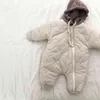 Toddler Baby Down Cotton Solid Pagliaccetti nato Boy Girl Abbigliamento con cappuccio Tuta da neve Tuta invernale Addensare Warm Outwear 0-24m 211229