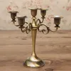 Wholesale Silver Gold Black Bronze Metal Candle Holder 5 arms 3 Stand Wedding stick Candelabra Drop LJ201018