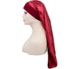 Długie Czapki Jedwabne Satynowe Włosy Czapki Head Wrap Dopasowany Durag Ponytail Elastylity Cap Drug Fashion Beanie Turban Kobiety Lady 5 68DC C2