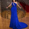 Pailletten plus Größe Abendkleider Peplum Eine Schulter Meerjungfrau Lace Prom Kleider Afrikanische Dubai Formale Party Kleider Vestidos de Fiesta