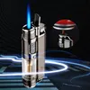 Widoczne okno gazowe Latarka Lżejsza Jet Butane Metal Turbo Lighter Portable Spray Pistolet 1300 C Wiatroszczelne gadżety do rur dla mężczyzn