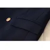 Nouveau printemps et automne dames costume de bureau élégant de haute qualité double boutonnage blazer veste féminine petit costume bleu 201201