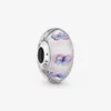 New Arrival 925 Sterling Silver Butterfly Pink Murano Szkło Urok Fit Oryginalny Europejski Charm Bransoletka Moda Biżuteria Akcesoria