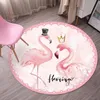 Nordeuropa Flamingo Unicorn Round Carpet Cartoon Living Room Bedroom Kids Play Rug Stol Hängande Korg Cirkel Non-Slip Mat 210330