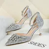 Blingbling Sequin Bridal 웨딩 신발 2021 연예인 Gala 공식 착용 신발 하이힐 6.5cm 골드 레드 실버 로즈 골드 블랙 댄스 파티 신발