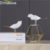 ERMAKOVA Modern Cute Resin Bird Figurine European Ornaments Geometric Origami Animal Statue Home Office Decor Gift Q1128248R