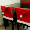 Christmas Chair Gload Santa Clause Blause Czerwone Krzesła Krzesła Powrót Okładki Kolacja Cap Zestawy Na Xmas Domowe Dekoracje WQ37-WLL