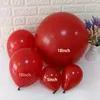 Romantyczny Ruby Red Balloon Big Round Latex Balony Prezenty 5/10/12/18 Cal Romantyczny Materiały Ślubne Urodziny Dekoracja Y0107