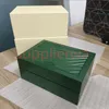 HJD Rolex Luxury High Quality Green Watch Box Cases Papperspåsar Certifikat Originallådor för träkvinna Mensklockor Presentväskor 326R