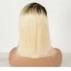 1B 613 Krótki bob 13x4 koronkowe przednie korlore ludzkie peruki Brazylijskie 99J różowe Remy Hair Blond Pertal Frontal For Black Women2641572