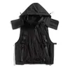 Herrenwesten Techwear Streetwear Hip Hop Hoodie Weste Männer Schwarz Lose Übergröße Sport Harajuku Japanisch Punk Multi Taschen Casual Taktische Stra