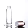 Hot Sale Market 30ml Clear Glass Dropper Bottles Press Cosmetic Essential Oil Dropper Bottles With Rose Gold Cap