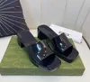 브랜드 여성 샌들 하이힐 고무 슬라이드 샌들 블랙 화이트 옐로우 레드 블루 핑크 그린 플랫폼 슬리퍼 Chunky 5CM 힐 높이 신발