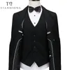 Doppio petto Ultimi disegni della mutanda del cappotto Abito da uomo Slim Fit Abiti da sposa per uomo Pure Black Light Grey Tuxedo Jacket + Pants + Vest 201105