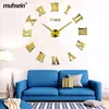 Musein 2021 New 3D Roman Mirror Wall Clock Home Decor Large Size Wall Sticker Clock Fashion Quartz Watches Accept Wholesale H1230
