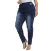 6XL Splashing Ink Denim Pant Donna Vita alta Jeans skinny Femme Primavera Casual Plus Size Jeans Streetwear dzinsy damskie Q30 210203