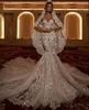 Luxo renda applique sereia vestidos de casamento querida ilusão zíper voltar trem varredura vestido de noiva vestido de noiva237d