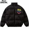 Hip Hop de gran tamaño Parka chaqueta hombres streetwear graffiti divertido oso impresión chaqueta harajuku algodón invierno cálido chaqueta acolchada abrigo 201209
