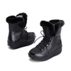 MORAZORA Tallas grandes 35-44 Nuevas botas de nieve para mujer cuñas con cordones botines blanco negro zapatos de plataforma cálidos botas de invierno de piel femenina LJ201019