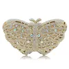 Piękny motyl Różowy Rhinestone Kryształ Kobiety Wieczór Sprzęgła Torebka Złoty Metal Gemstone Designerdinner Sprzęgła Torebki