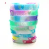 100pcs lot Jelly Glow Jesus Cross Peace Butterfly Love Heart and Grow In The Dark Cuff Silicone Bracelets For Man Women 17 Style 215o
