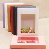 scatola di carta da regalo kraft 12,5 * 8,5 * 1,5 cm scatola di imballaggio per snack di caramelle di compleanno di nozze con finestra in pvc