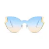 New Special Rimless CatEyes Sexy Women Sunglasses Novelty Big Onepiece Lenses With Fulgurous Bars Side Fashion Lady Eyewear7658076