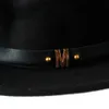 VTG Brand Wool Men's Black Dad Fedora Hat For Gentleman Woolen Wide Brim Jazz Church Cap Vintage Panama Sun Top Hat 20 Y200110