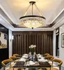Modern lyxkristall LED taklampa för levande matsal sovrum inomhus dekoration svart glans runt ljuskrona armaturer