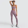 Womens Seamless Yoga Suit Sportswear Fitness Sport per le donne Gym Running Set 2 pezzi Costume per Yoga Sports BrasLeggings Set T200115